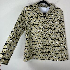 J. McLaughlin Court Catalina Cloth Long Sleeve Polo Top Size Large